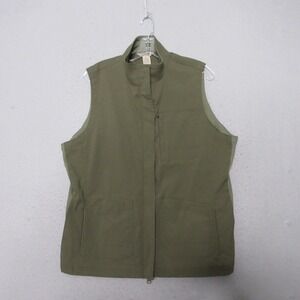 Duluth Trading Co Vest Womens L Green Full Zip Snap Utility Gorpcore Outdoor